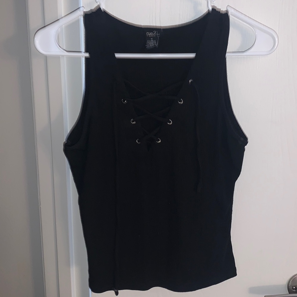 Black Tie Up Tank Top